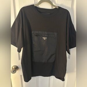Prada Black Short Sleeve T-shirt Nylon Pocket